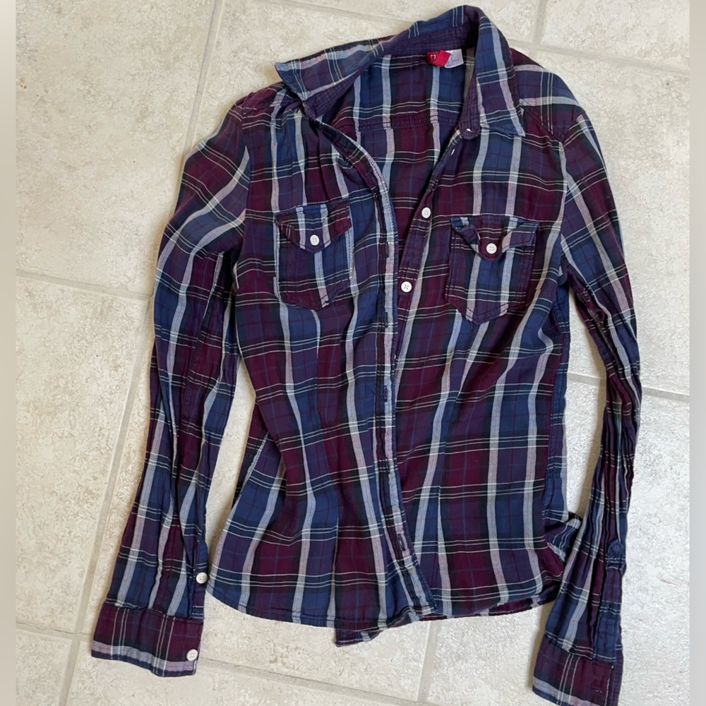 Plaid Button-Up Shirt